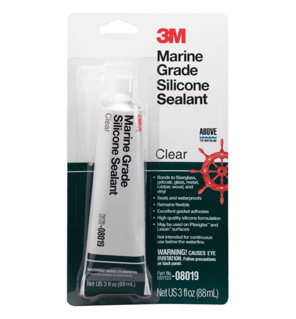 3M Marine Grade Silicone Sealant, 08027, 1/10 Gallon, White