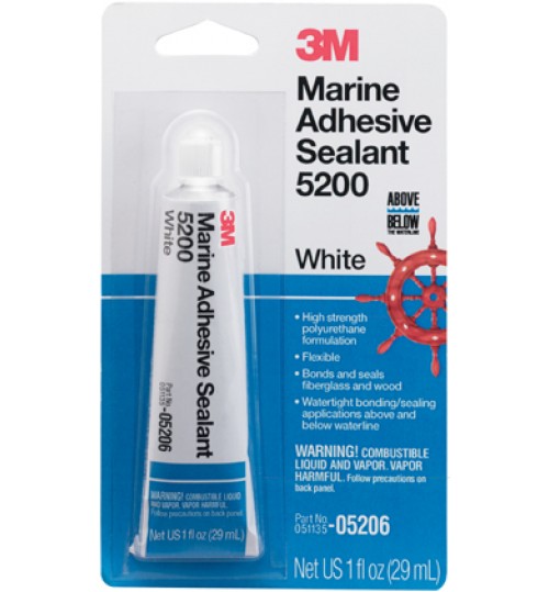 3M Marine Adhesive/Sealant 5200, 05206, 1 fl oz, white