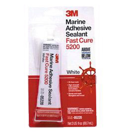 3M Marine Adhesive/Sealant Fast Cure 5200, 05220, White, 3 oz.