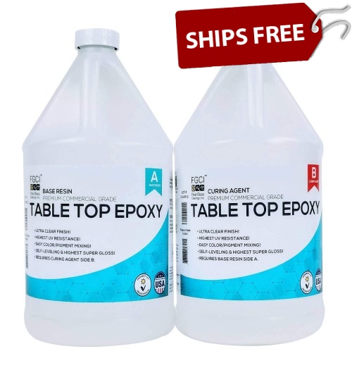 Crystal Clear Epoxy Table Top Resin, 2 Gallon Kit