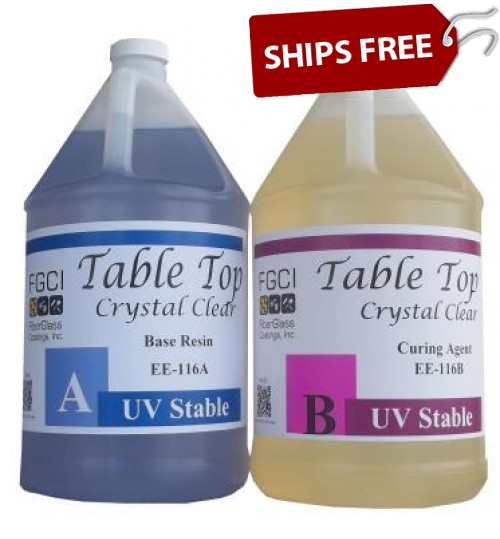 Crystal Clear Epoxy Table Top Resin, 2 Gallon Kit